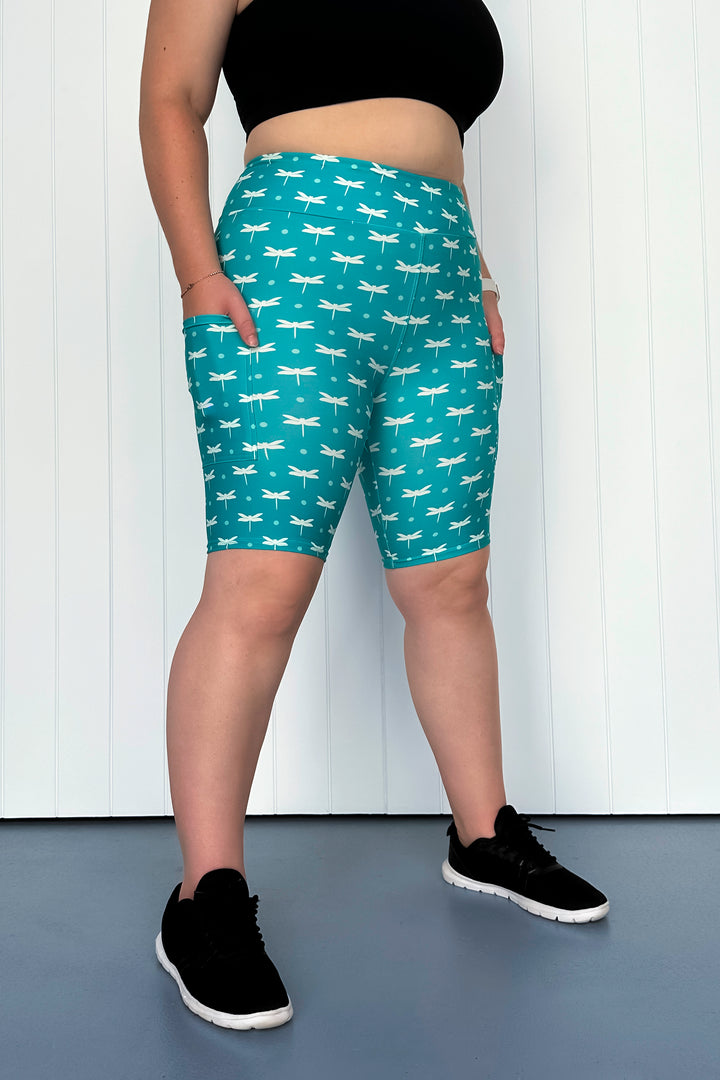 Teal Dragonfly - Casual - Long Shorts - Pockets