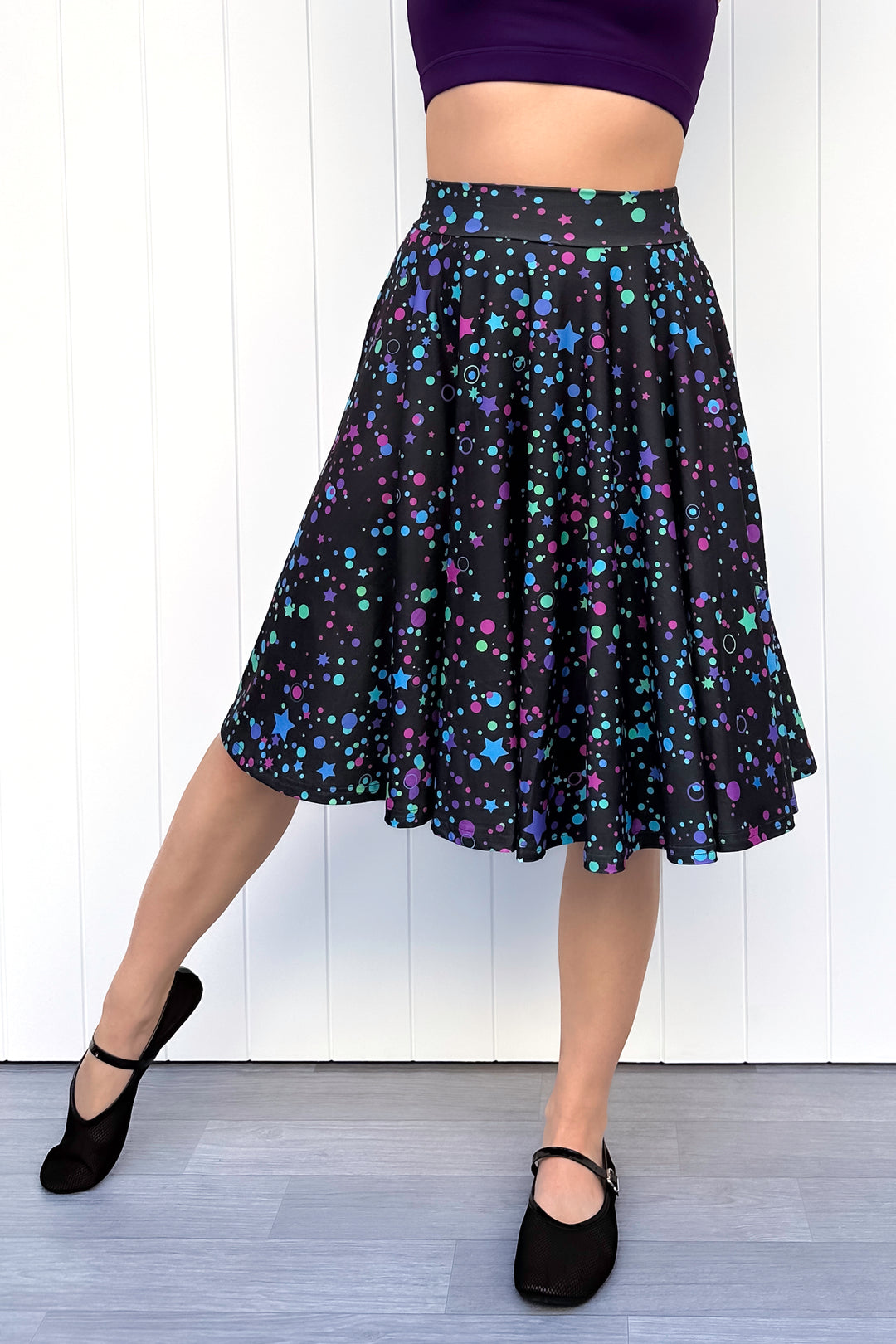 Seraphine Knee-Length Skirt - Neon Galaxy