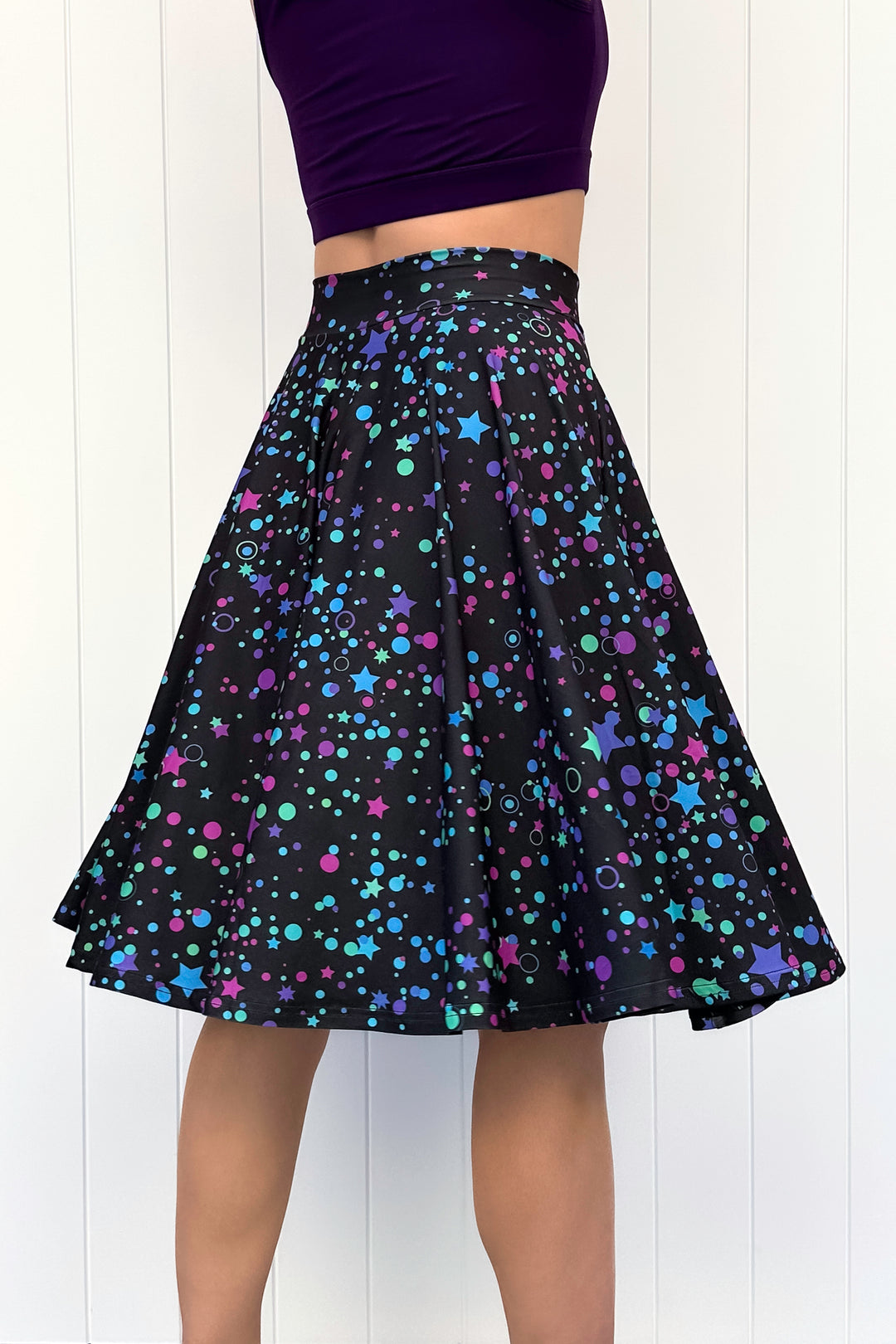 Seraphine Knee-Length Skirt - Neon Galaxy