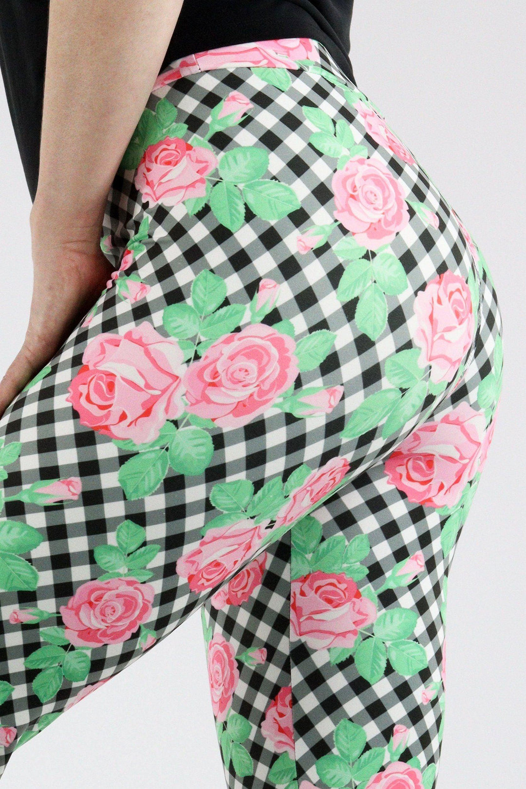 Gingham Rose - Casual Capri Leggings Casual Capri Leggings Pawlie   