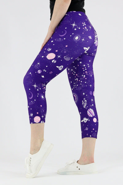 Violet Galaxy - Casual Capri Leggings Casual Capri Leggings Pawlie   