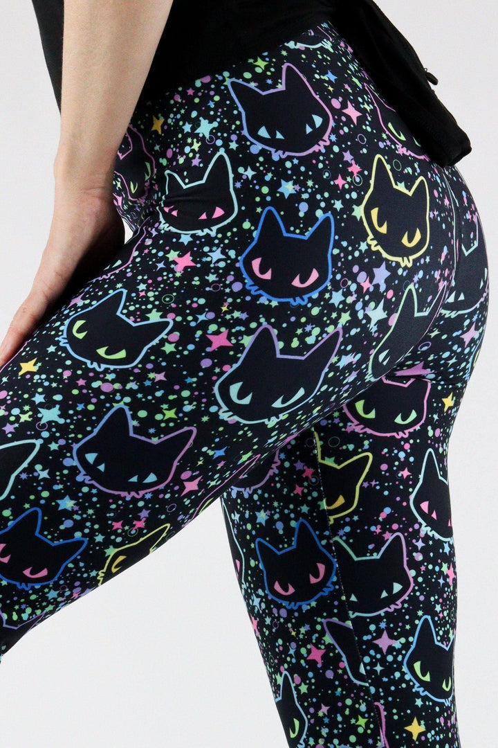 Neon Cats - Casual Leggings Casual Full Leggings Pawlie   