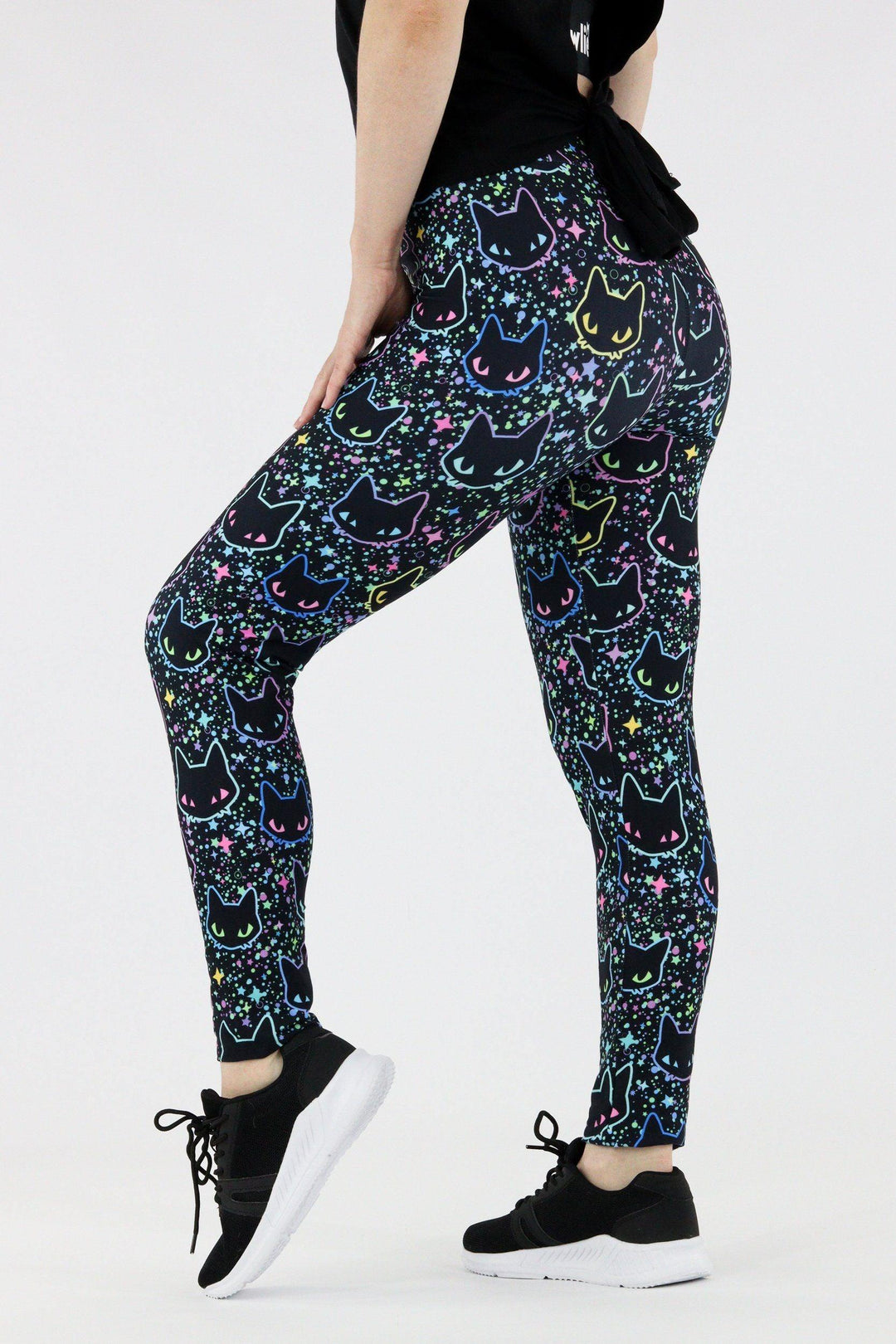 Neon Cats - Casual Leggings Casual Full Leggings Pawlie   