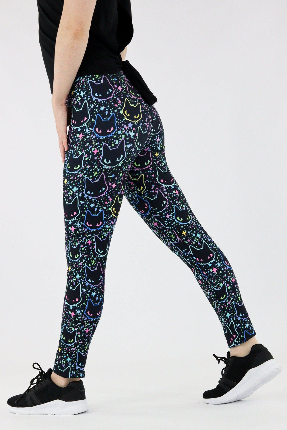 Neon Cats - Casual Leggings Casual Full Leggings Pawlie   