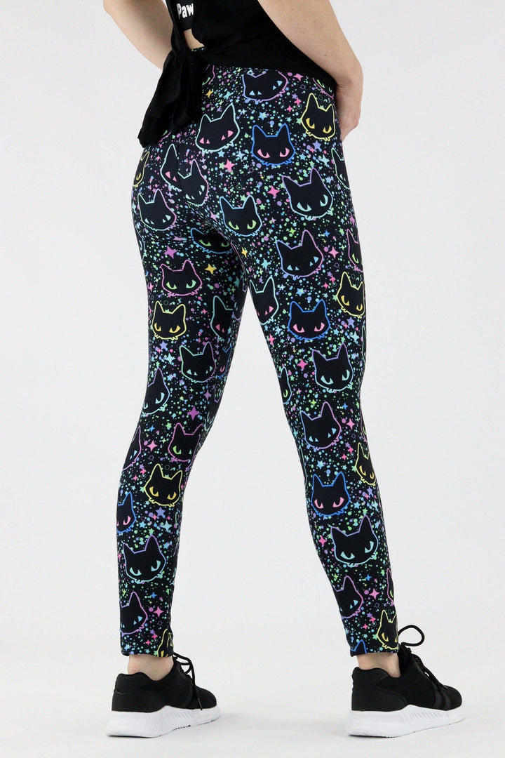 Neon Cats - Casual Leggings Casual Full Leggings Pawlie   