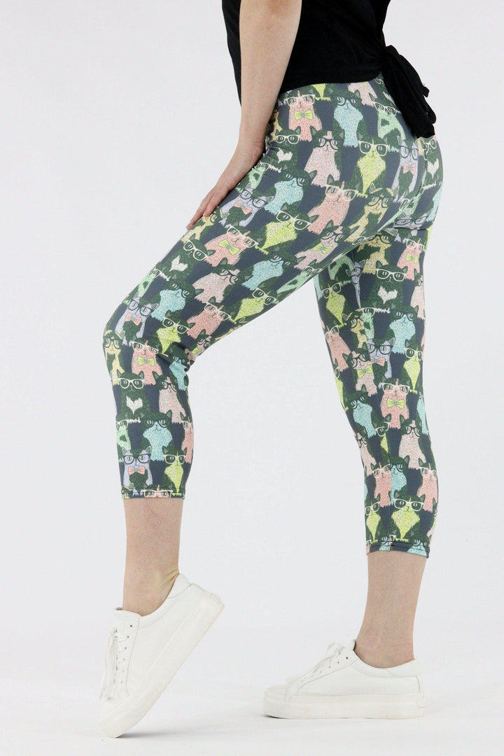 Hipster Cat - Casual Capri Leggings Casual Capri Leggings Pawlie   