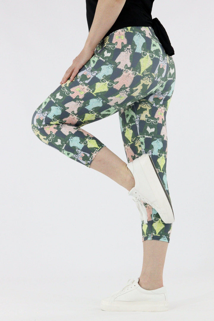 Hipster Cat - Casual Capri Leggings Casual Capri Leggings Pawlie   