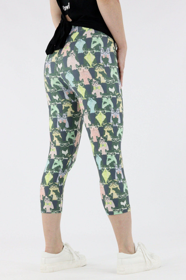 Hipster Cat - Casual Capri Leggings Casual Capri Leggings Pawlie   
