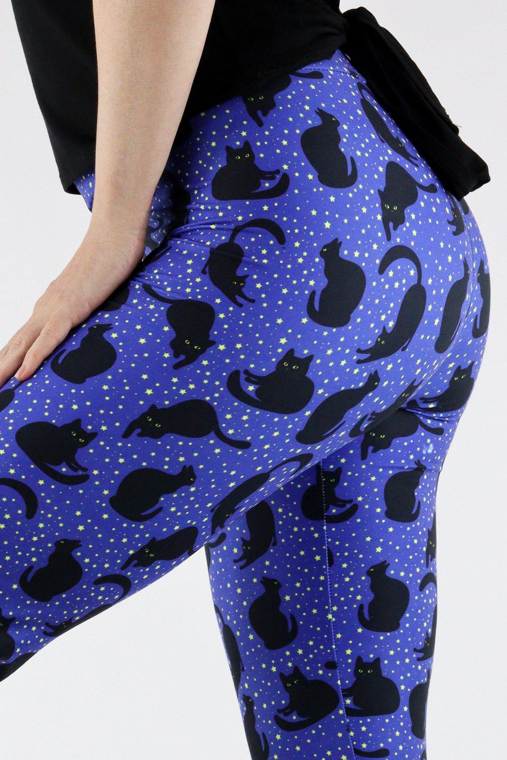 Midnight Cat - Casual Capri Leggings Casual Capri Leggings Pawlie   