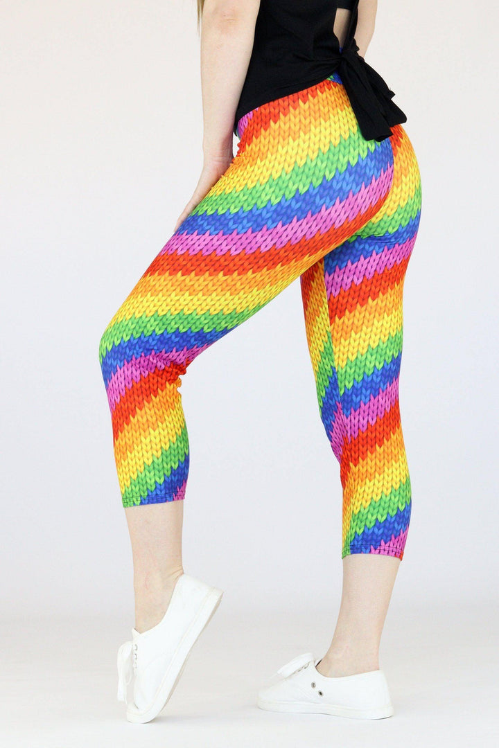 Rainbow Knit - Casual Capri Leggings Casual Capri Leggings Pawlie   