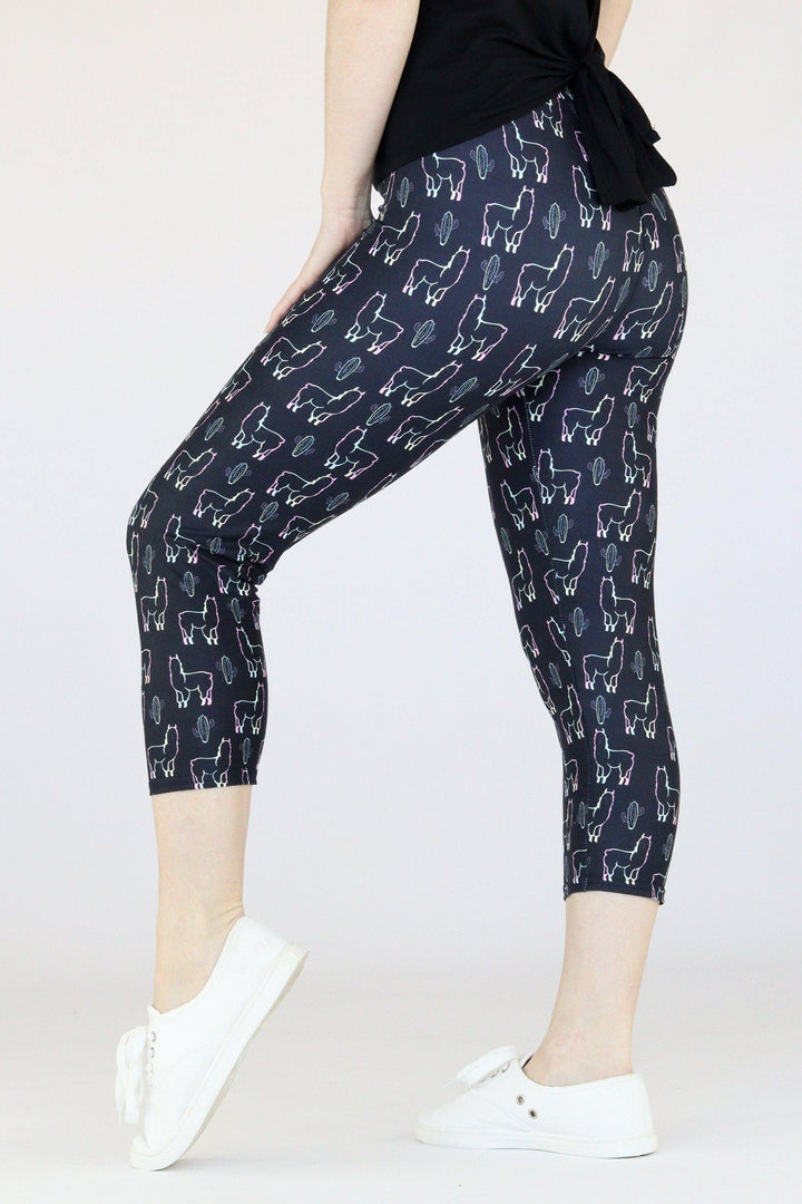 Holographic Llama - Casual Capri Leggings Casual Capri Leggings Pawlie   