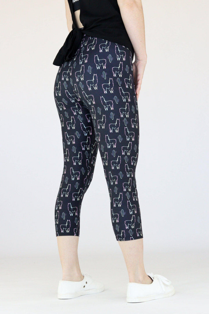 Holographic Llama - Casual Capri Leggings Casual Capri Leggings Pawlie   