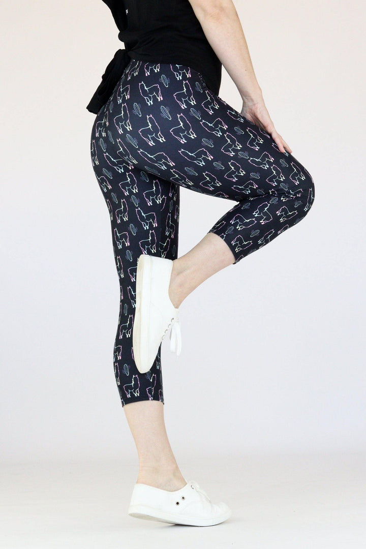 Holographic Llama - Casual Capri Leggings Casual Capri Leggings Pawlie   