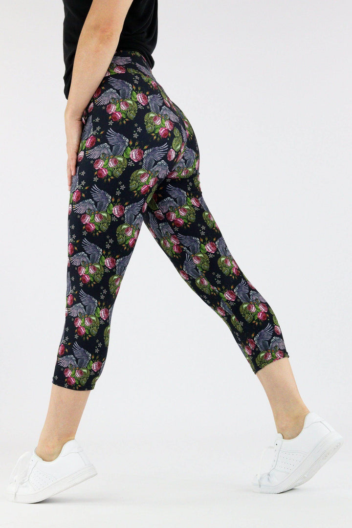 Angel Skull - Casual Capri Leggings Casual Capri Leggings Pawlie   
