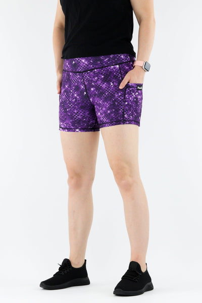 Purple Sparkle - Hybrid 1.0 - Leg Pockets - Shorty Shorts Hybrid Shorts Pawlie   