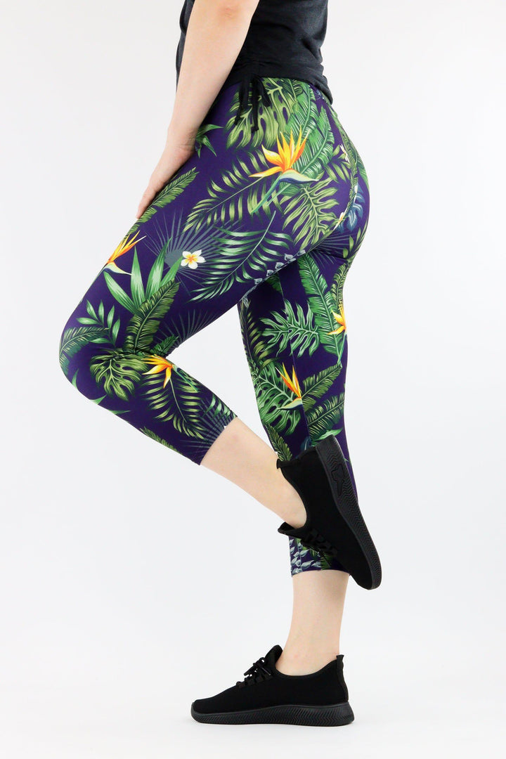 Tropical Night  - Casual Capri Leggings Casual Capri Leggings Pawlie   