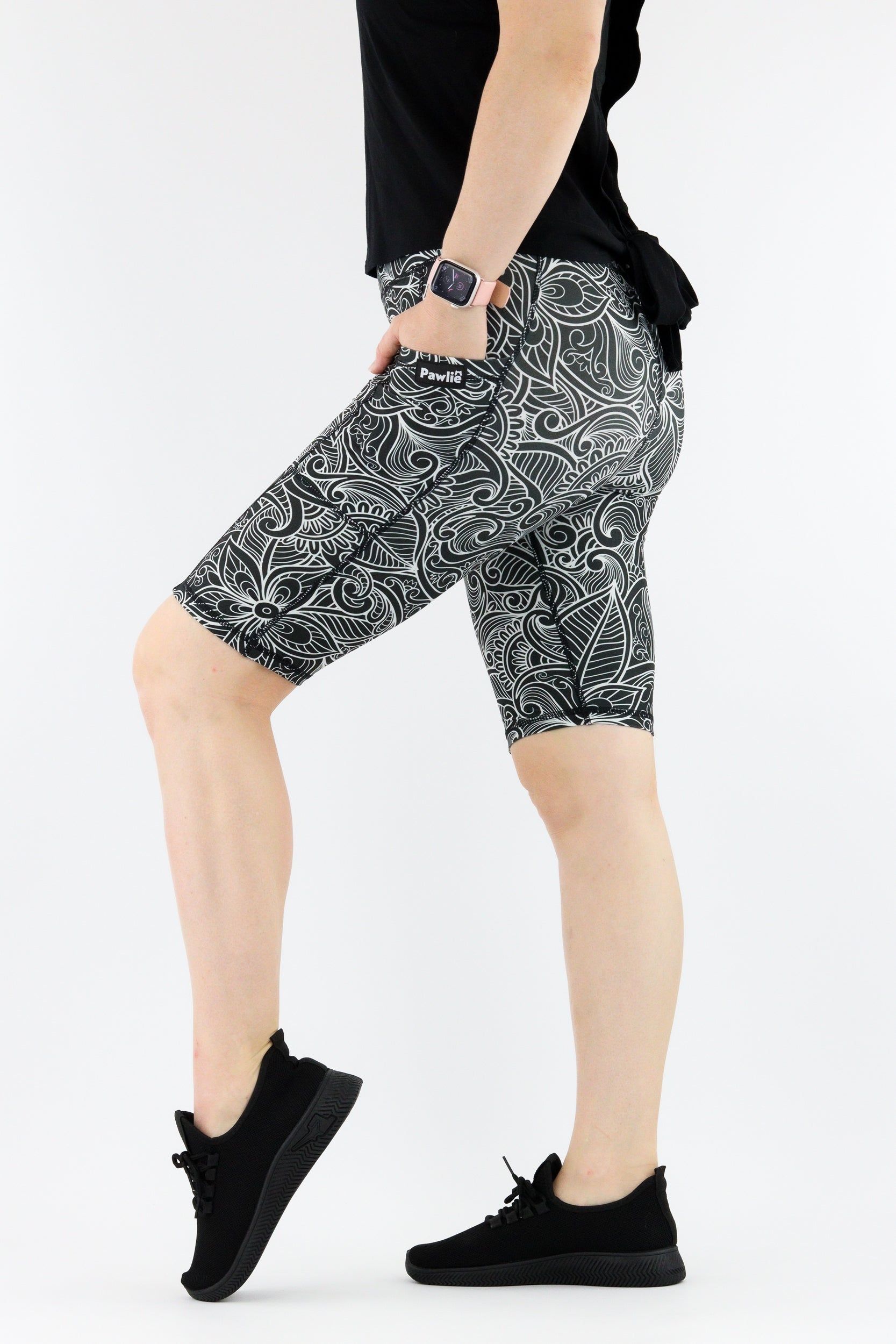 Monochrome Paisley - Hybrid 1.0 - Leg Pockets - Long Shorts – Pawlie