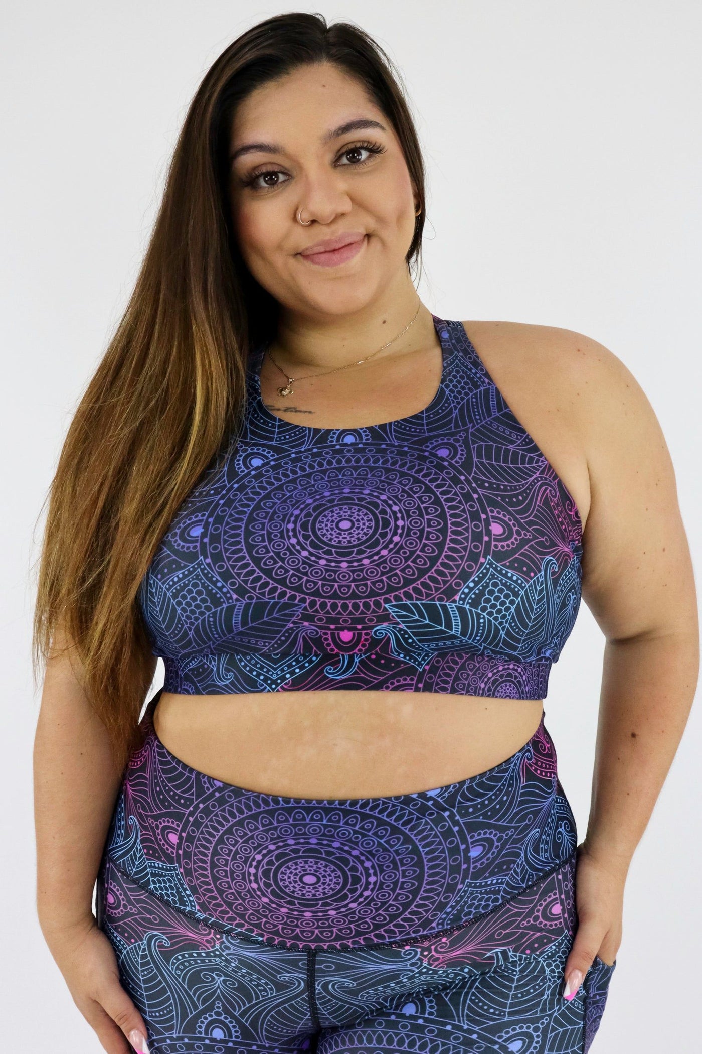 Holographic Mandala - Dynamic Active - Strappy Back Crop Top Active Sports Bra Pawlie   