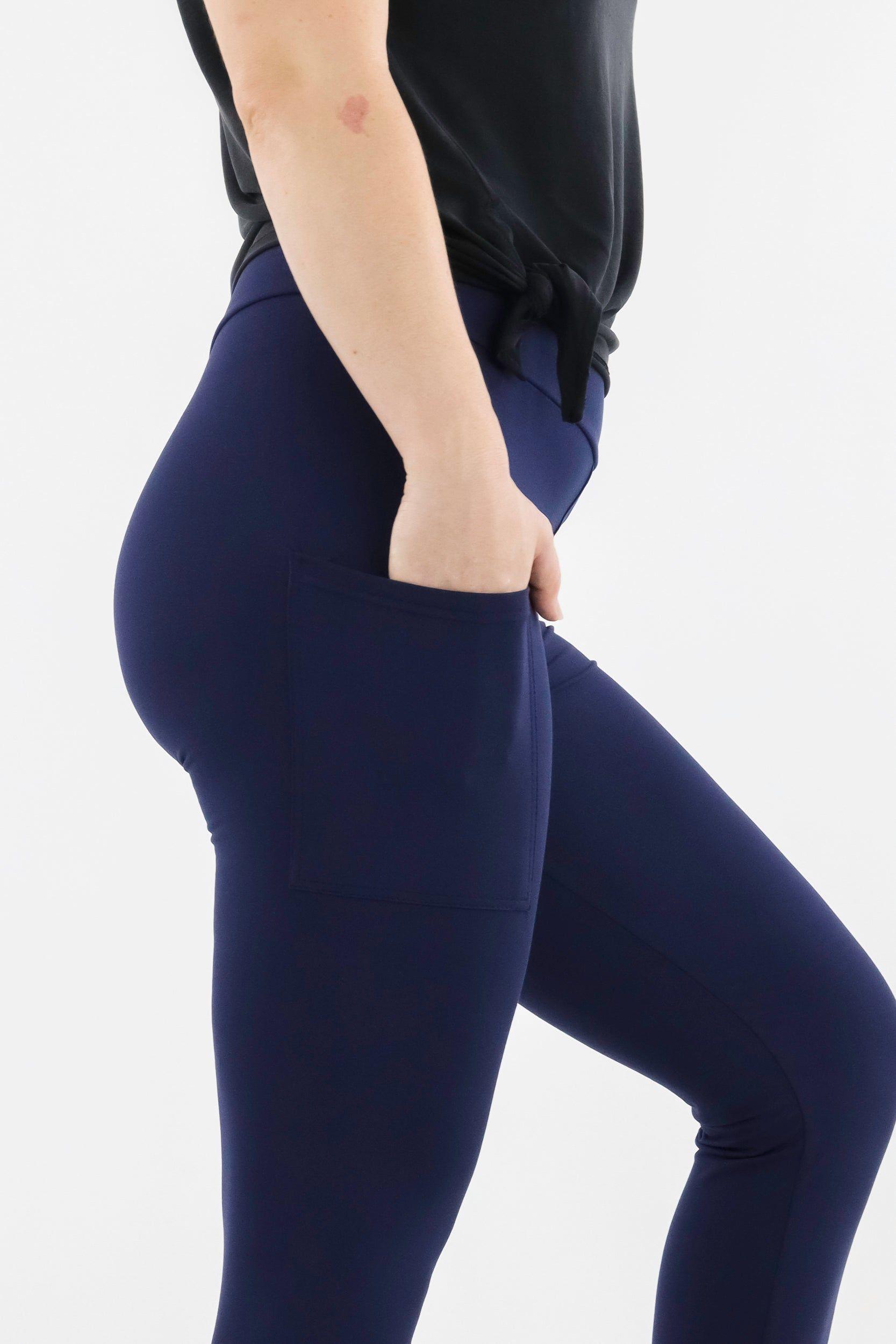 Plain Navy Casual Regular Full Leggings Pockets Pawlie
