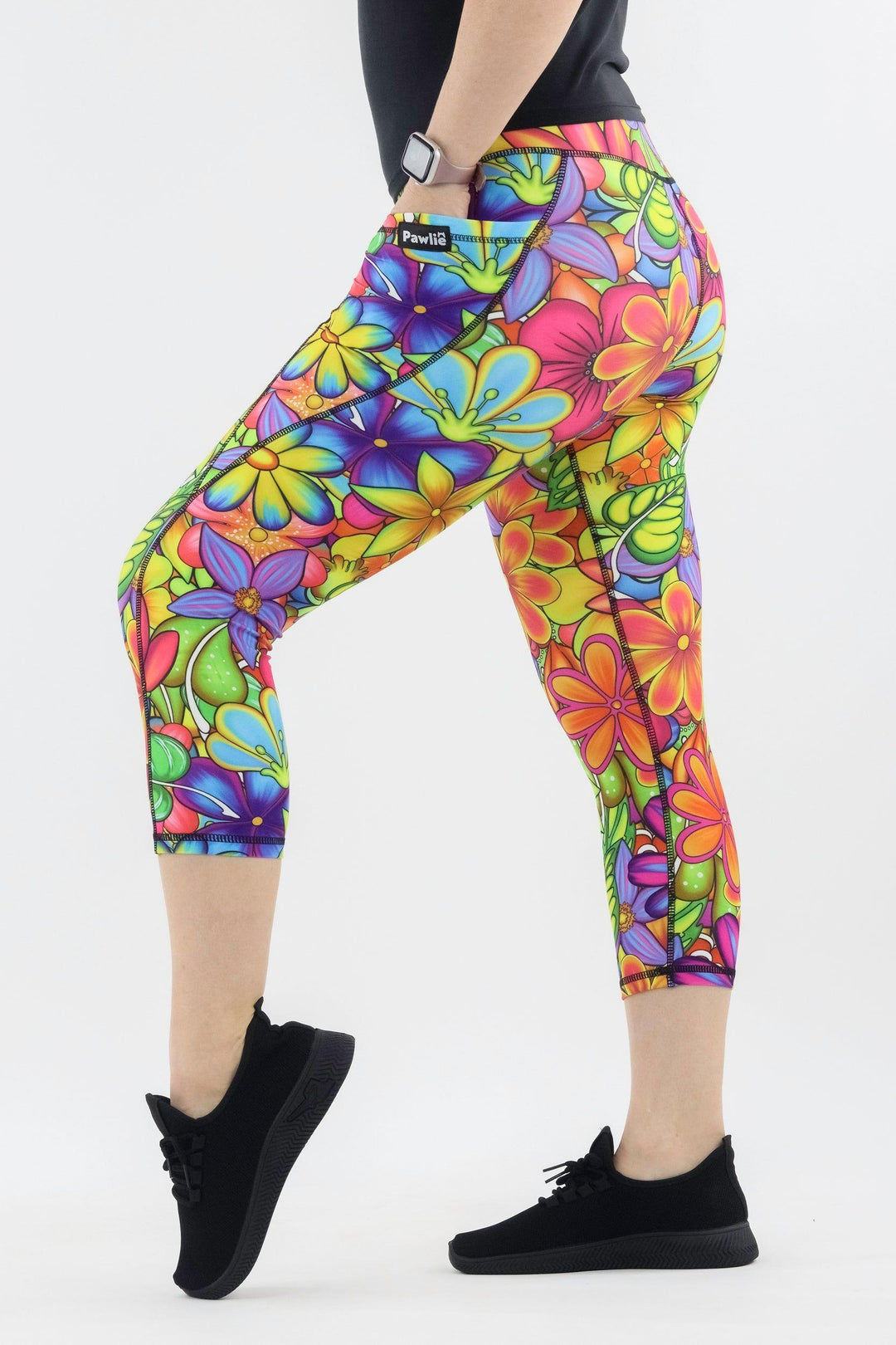 Tutti Frutti Flower Hybrid 2.0 Leg Pockets Capri Leggings