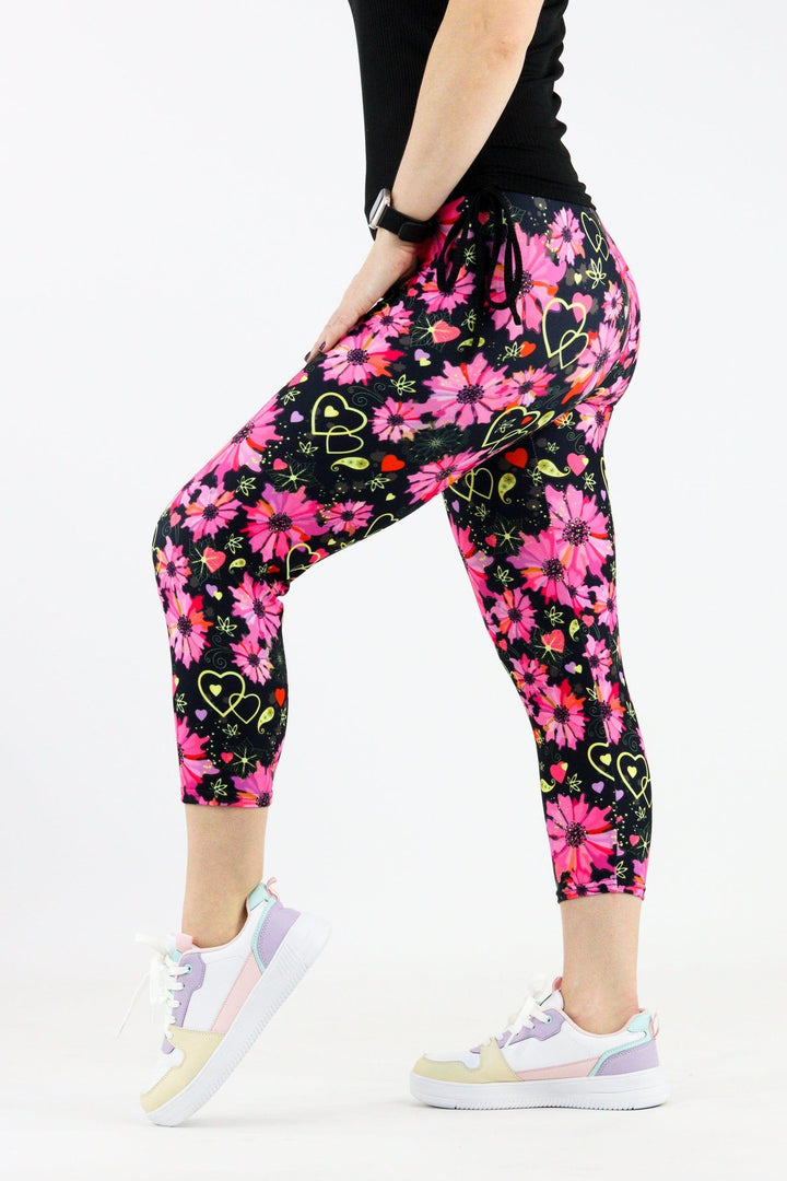 Floral Heart - Casual Capri Leggings Casual Capri Leggings Pawlie   