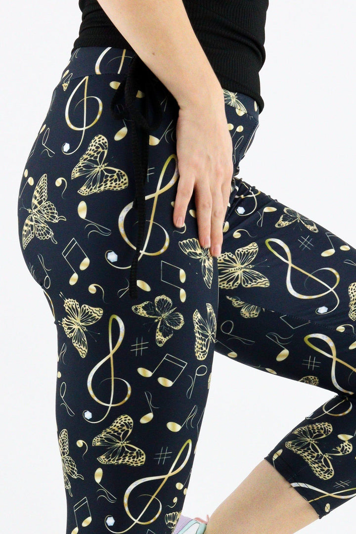 Musical Butterfly - Casual Capri Leggings Casual Capri Leggings Pawlie   