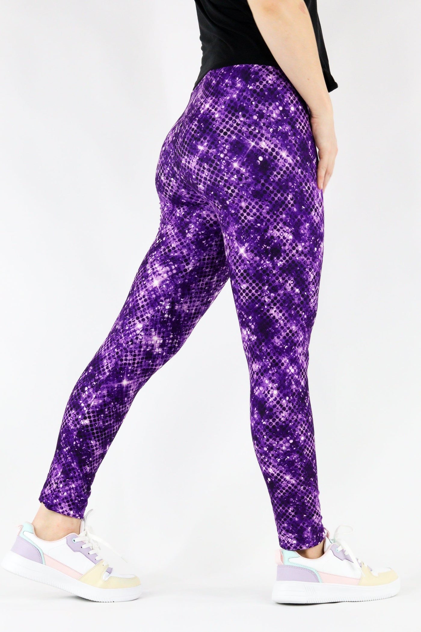 Purple Sparkle - Casual - Long Full Leggings Casual Full Leggings Pawlie   