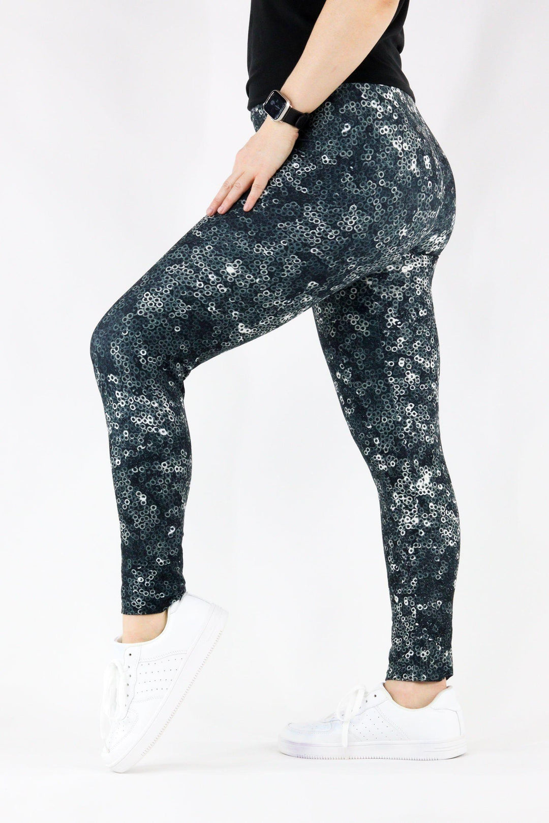 Midnight Sequins - Casual - Long Full Leggings Casual Full Leggings Pawlie   