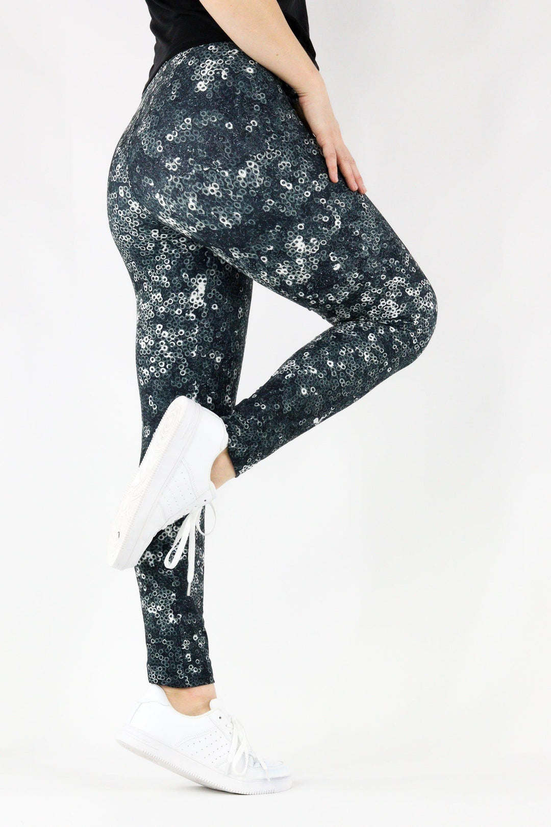 Midnight Sequins - Casual - Long Full Leggings Casual Full Leggings Pawlie   