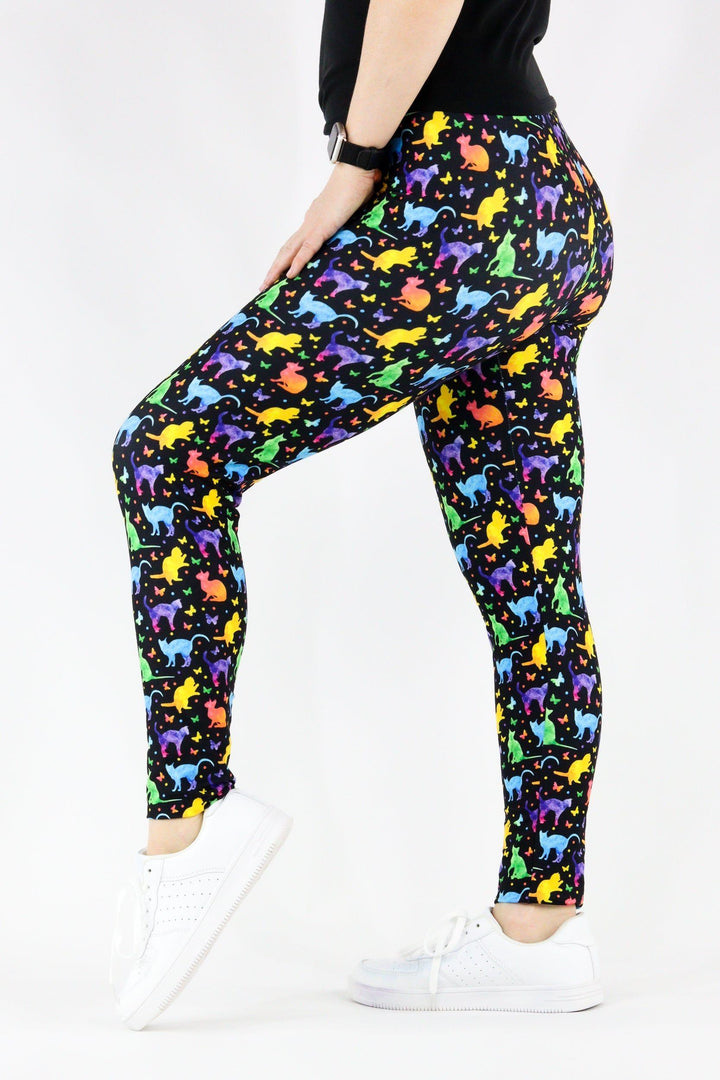 Water Colour Cats - Casual Full Leggings Casual Full Leggings Pawlie   