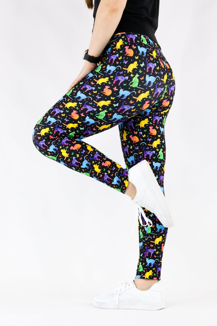 Water Colour Cats - Casual Full Leggings Casual Full Leggings Pawlie   