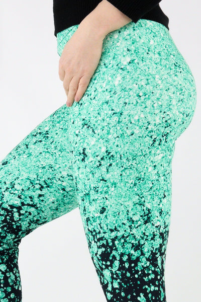 Glitter Burst Green - Casual Full Leggings Casual Full Leggings Pawlie   