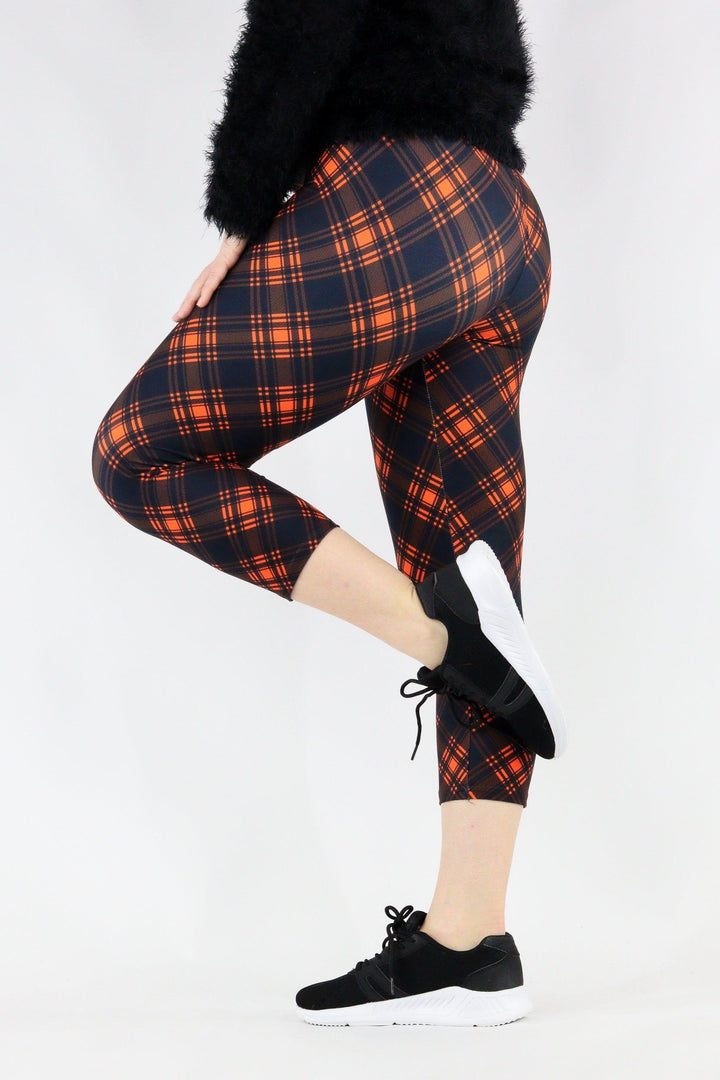 Red Plaid - Casual Capri Leggings Casual Capri Leggings Pawlie   