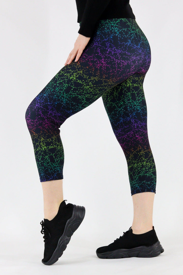 Rainbow Glitter - Casual Capri Leggings Casual Capri Leggings Pawlie   