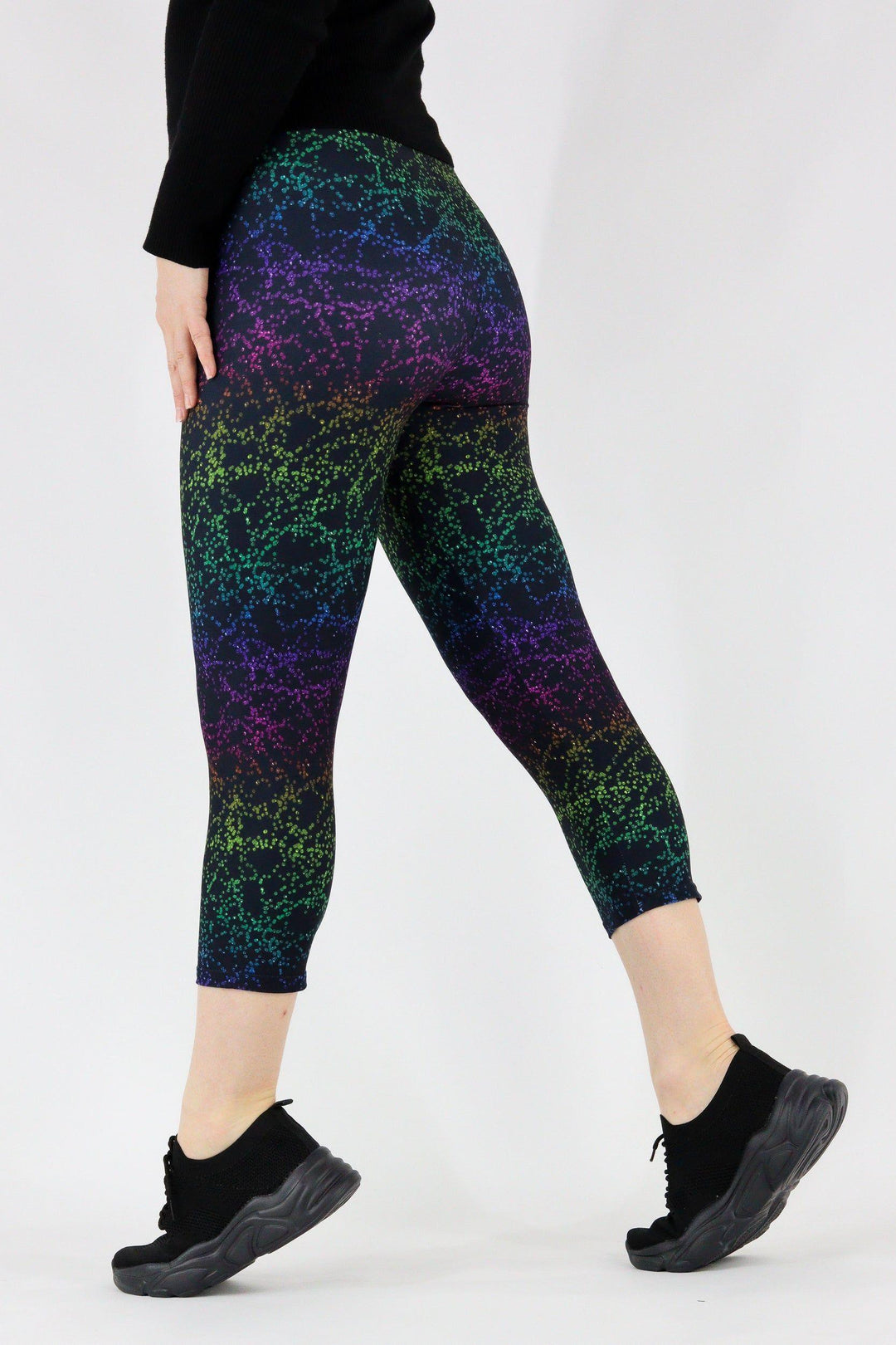 Rainbow Glitter - Casual Capri Leggings Casual Capri Leggings Pawlie   