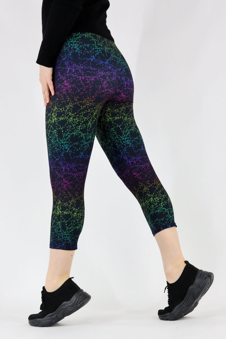 Rainbow Glitter - Casual Capri Leggings Casual Capri Leggings Pawlie   