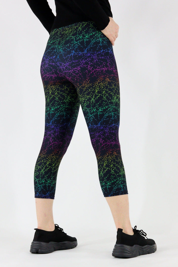 Rainbow Glitter - Casual Capri Leggings Casual Capri Leggings Pawlie   