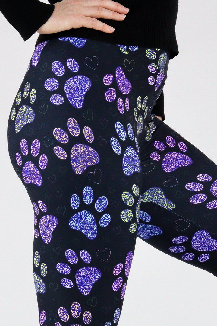 Floral Paws - Casual Capri Leggings Casual Capri Leggings Pawlie   