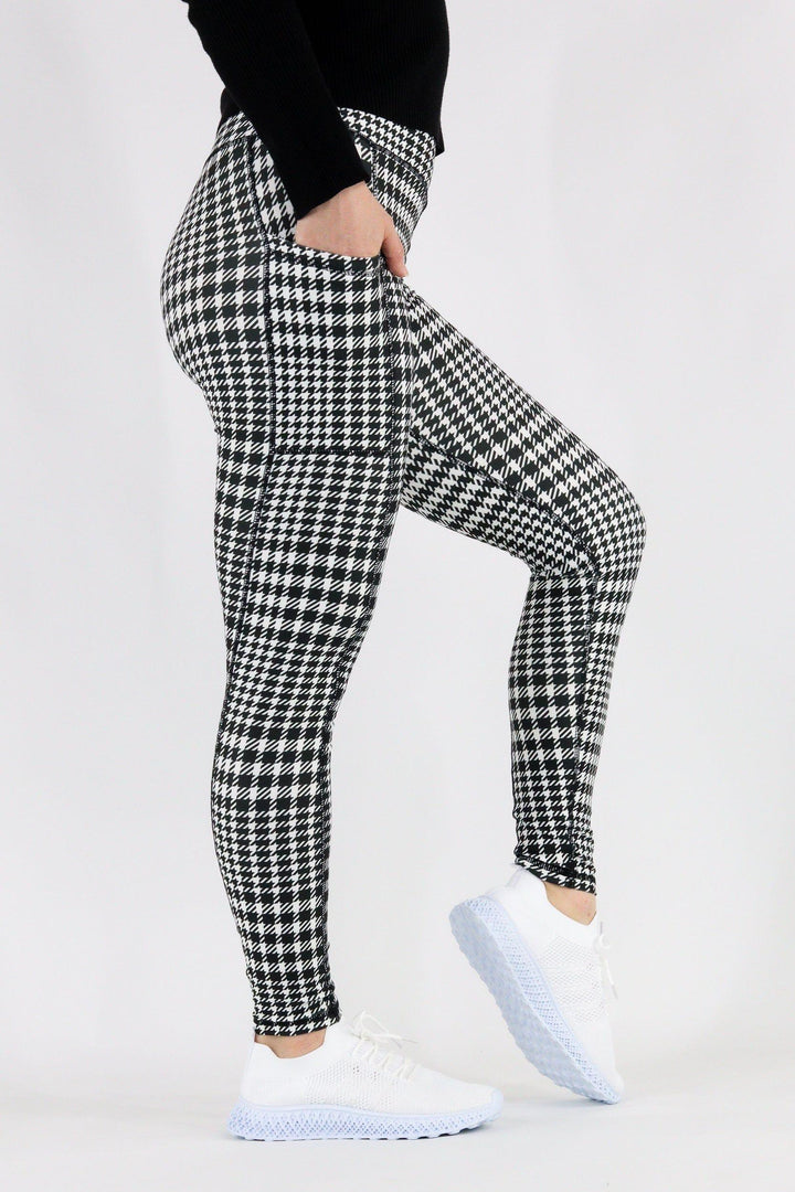 Houndstooth - Hybrid 1.0 Pocket Full Leggings Hybrid Full Leggings Pawlie   