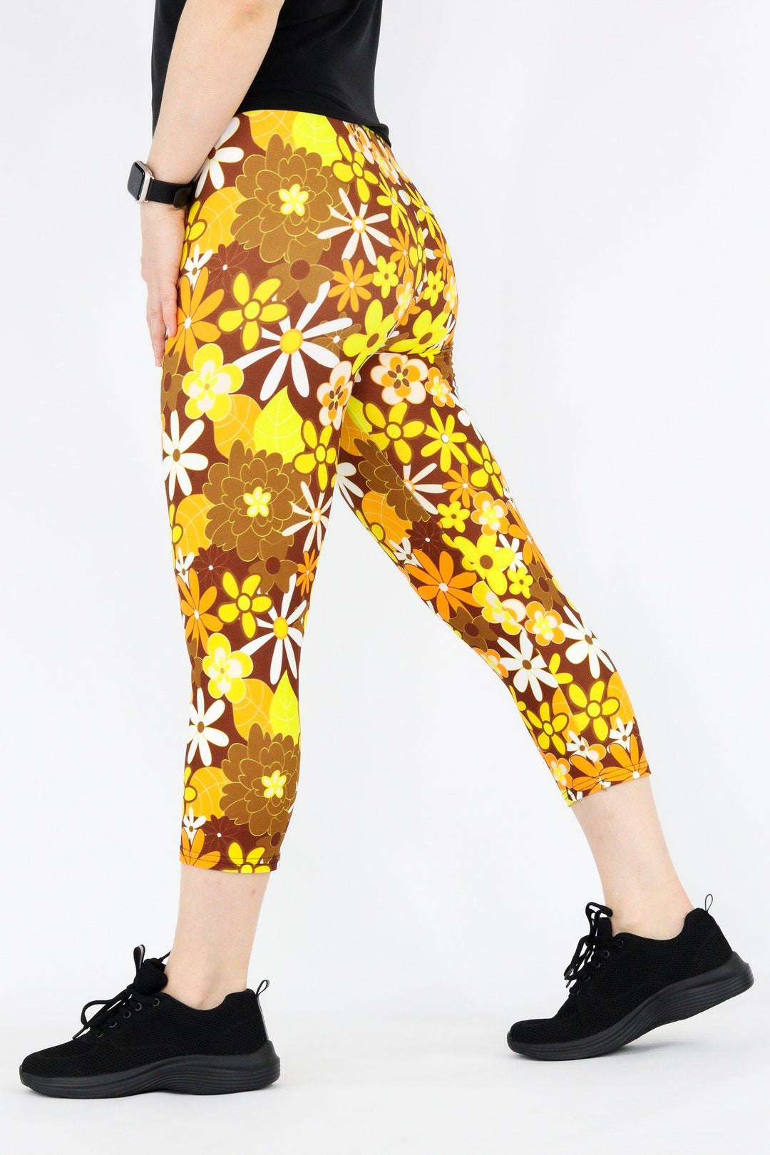 70s Flower Casual Capri Leggings Pawlie