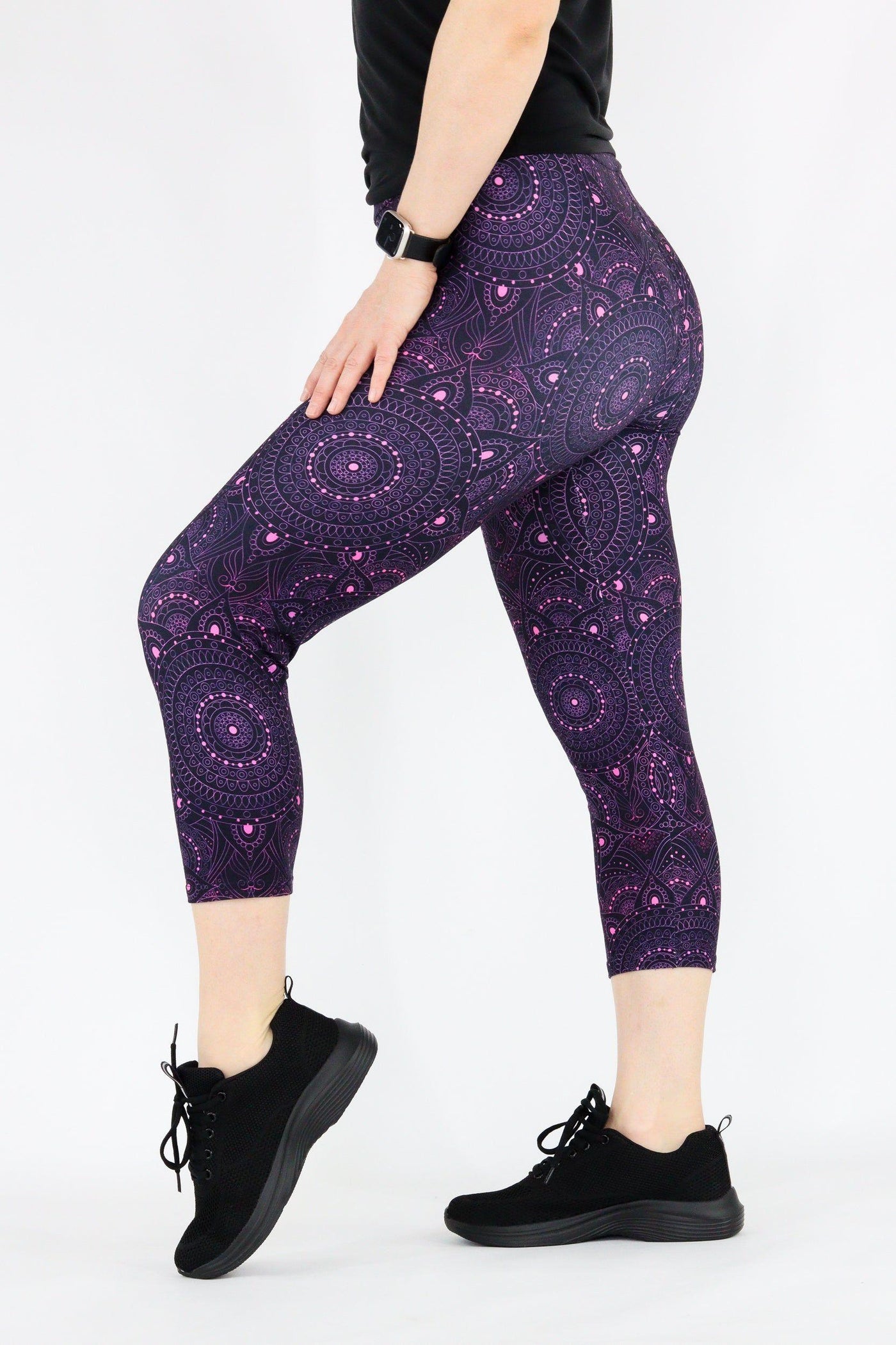 Purple Mandala - Casual Capri Leggings Casual Capri Leggings Pawlie   