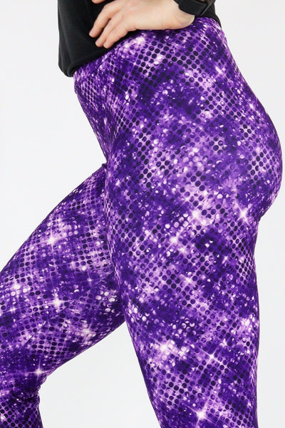 Purple Sparkle - Casual Capri Leggings Casual Capri Leggings Pawlie   