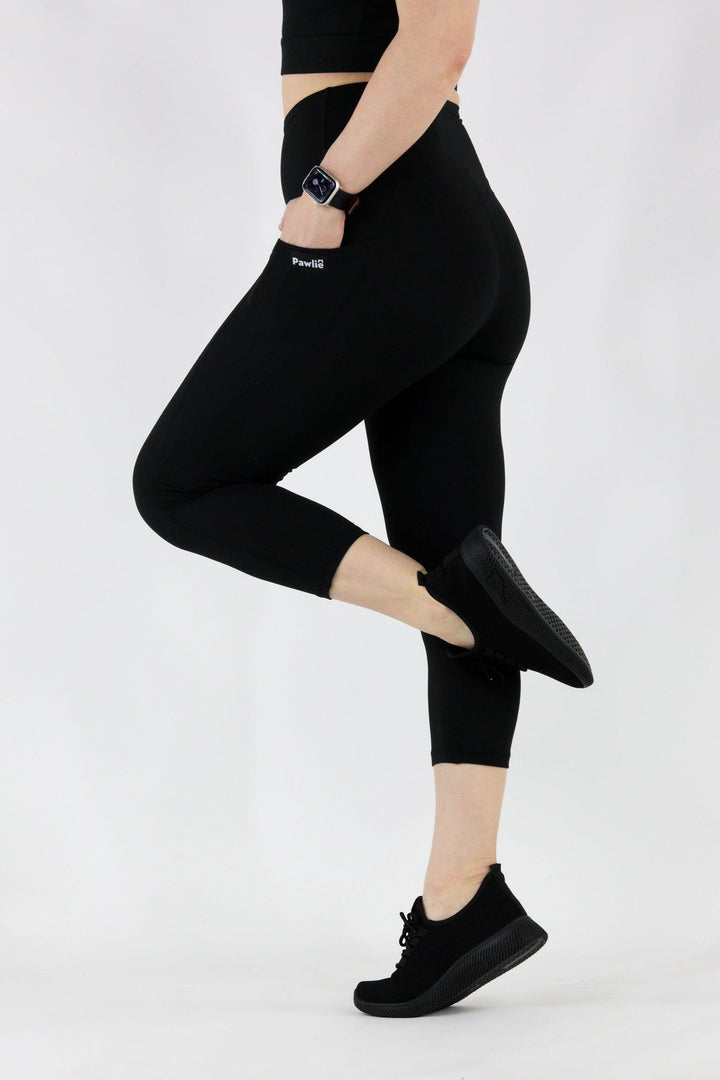 Black - Hybrid 2.0 - Leg Pockets - Capri Leggings Hybrid Capri Leggings Pawlie   