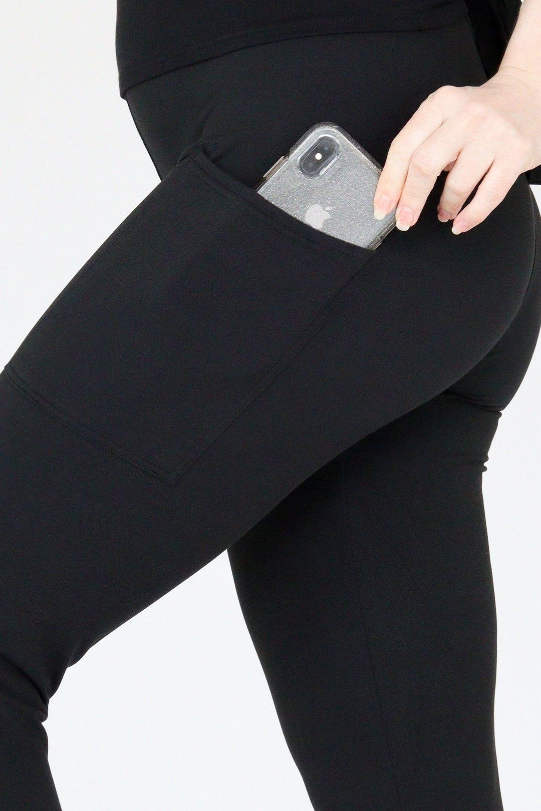 Plain Black - Casual - Capri Leggings - Pockets Casual Capri Leggings - Pockets Pawlie   