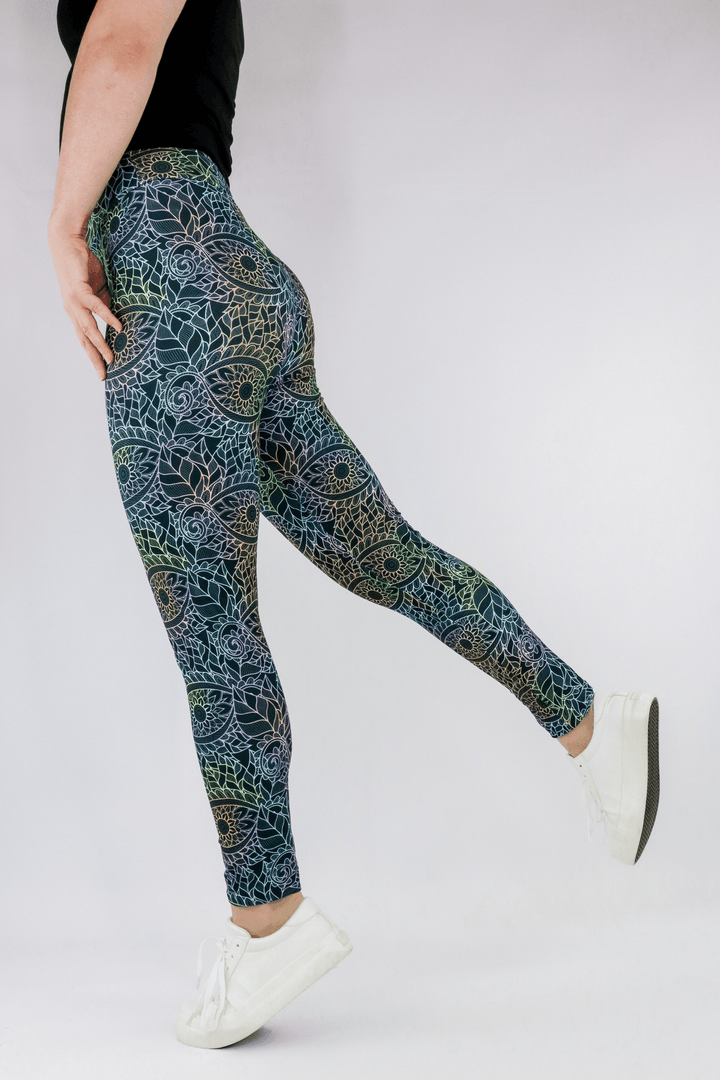 Sacred Flower - Casual Leggings - Multi Colour Casual Full Leggings Pawlie   