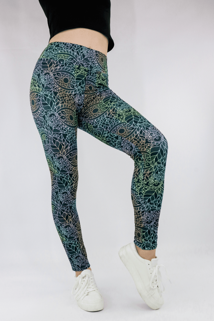 Sacred Flower - Casual Leggings - Multi Colour Casual Full Leggings Pawlie   